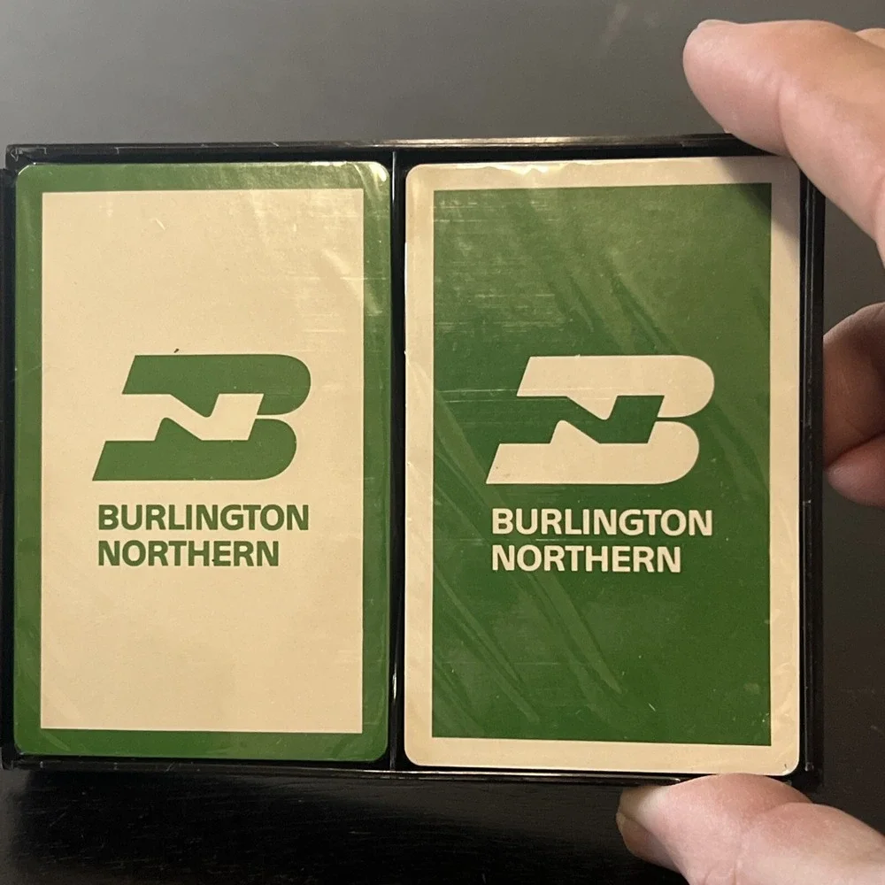 SEALED Burlington Northern Railroad Playing Cards Double Deck Green White